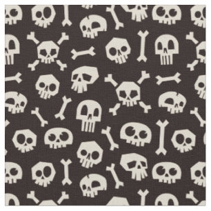 Cartoon Skullen Knochen weiß Stoff