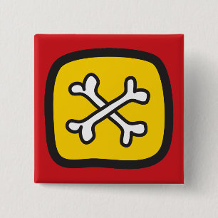Cartoon Skulls & Bones Halloween Party Button