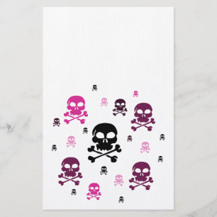 Cartoon Skulls Collage - Rosa Briefpapier