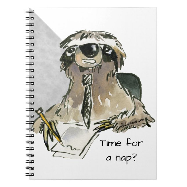 Cartoon Sloth Nickerchen Time Notizblock (Vorderseite)