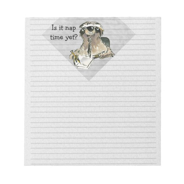 Cartoon Sloth Nickerchen Time Notizblock (Vorderseite)