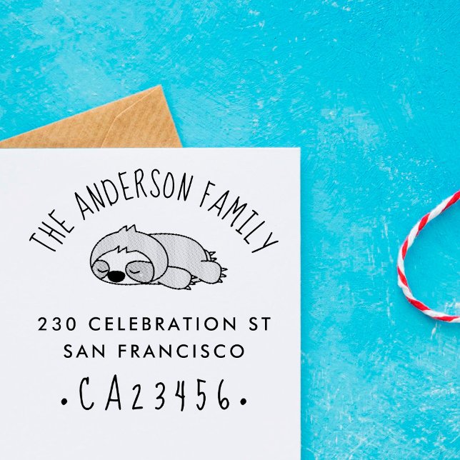 Cartoon Sloth | Rücksendeadresse von benutzerdefin Gummistempel (Von Creator hochgeladen)