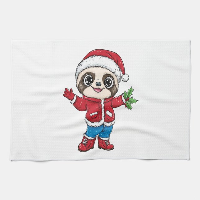 Cartoon Sloth Wealth Geschirrtuch (Horizontal)
