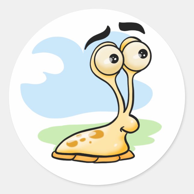 Cartoon Slug Runder Aufkleber (Vorderseite)