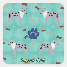 Cartoon Smooth Collie Quadratischer Aufkleber