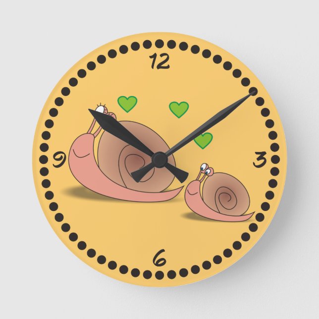 Cartoon Snails mignon Horloges murales avec chiffr (Recto)