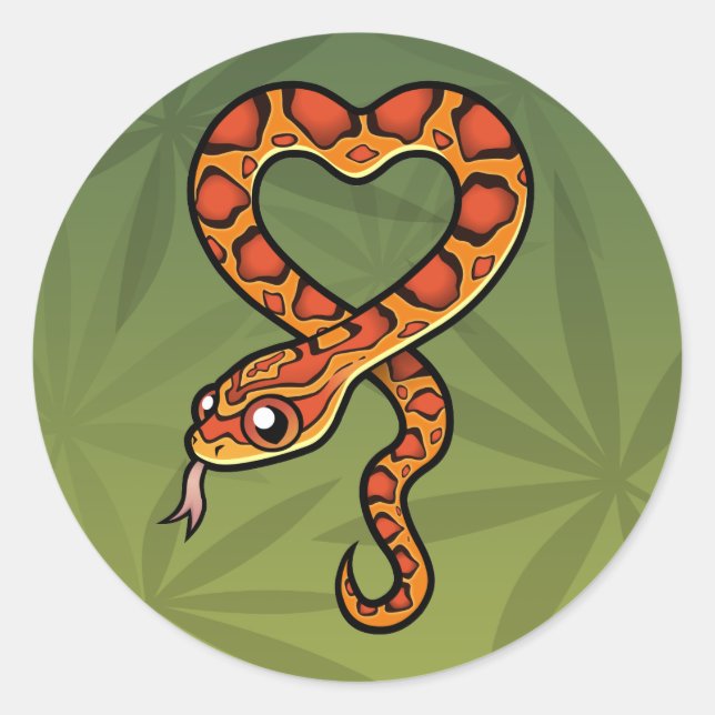 Cartoon Snake Runder Aufkleber (Vorderseite)
