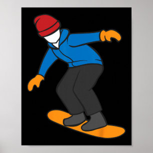 Cartoon Snowboarder Illustration Wintersport Poster