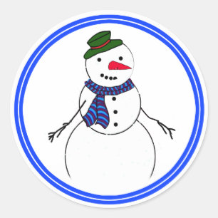 Cartoon Snowman Little Kokett Boy Runder Aufkleber