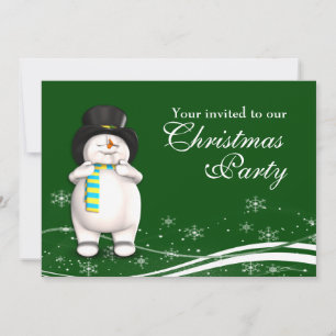 Cartoon Snowman & Weihnachtsmann Weihnachten Party Einladung