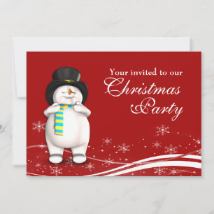 Cartoon Snowman & Weihnachtsmann Weihnachten Party Einladung