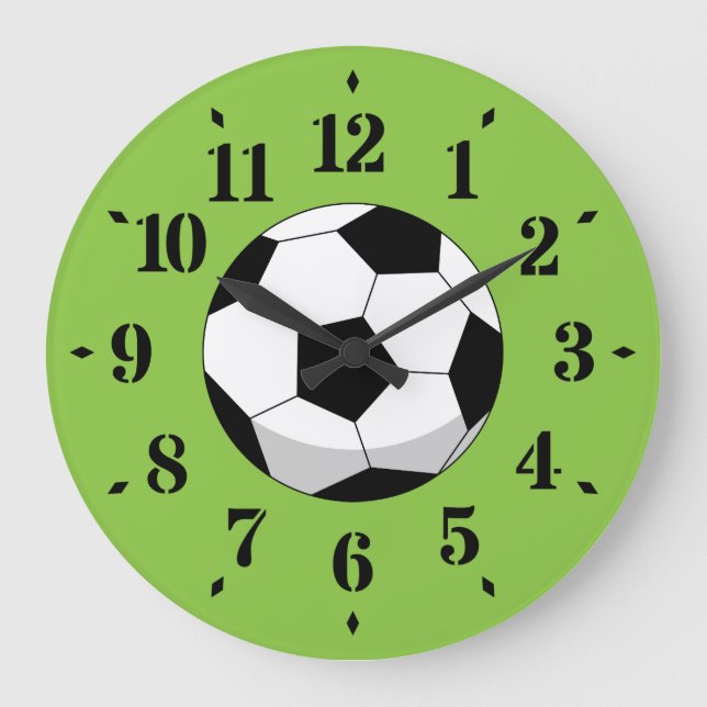 Cartoon Soccer Ball Große Wanduhr (Vorderseite)