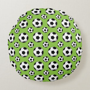 Cartoon Soccer Ball Muster Rundes Kissen