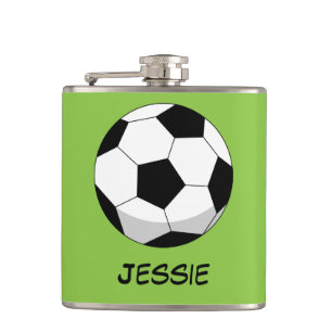 Cartoon Soccer Ball Name hinzufügen Flachmann