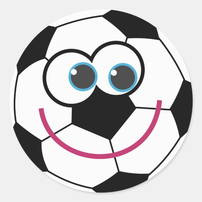 Cartoon Soccer Ball Runder Aufkleber (Vorderseite)