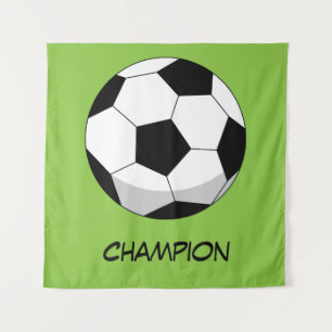 Cartoon Soccer Ball   Text hinzufügen Wandteppich