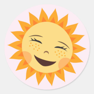 Cartoon soleil adorable stickers rose pour les fil