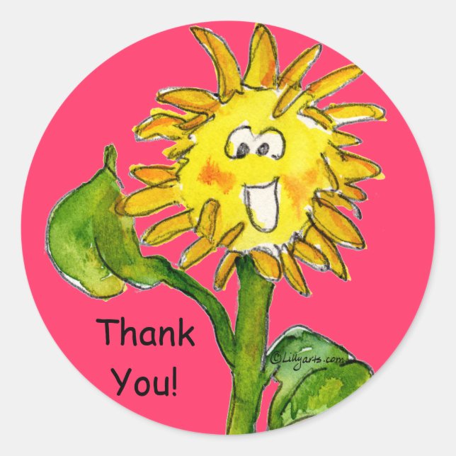 Cartoon Sonnenblume Vielen Dank Stickers (Vorderseite)