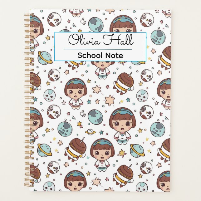 Cartoon Space Back to School Supplies Teachers  Planer (Vorderseite)