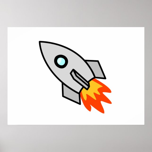 Cartoon Space Rocket Poster (Vorne)
