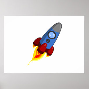 Cartoon Space Rocket Poster