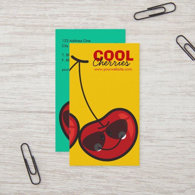 Cartoon Spaß & Coole Backwaren mit Sonnenbrille Visitenkarte (Vorderseite/Rückseite Beispiel)
