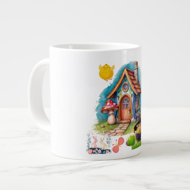 Cartoon Spaß Tasse: Sip mit einem Lächeln! Jumbo-Tasse (Vorderseite Links)