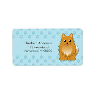 Cartoon Spitz Puppy Adressaufkleber