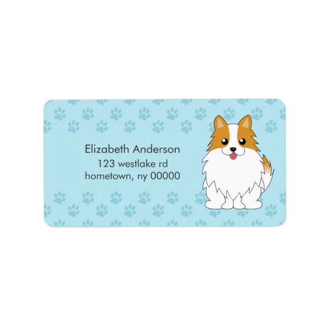 Cartoon Spitz Puppy Adressaufkleber (Vorne)