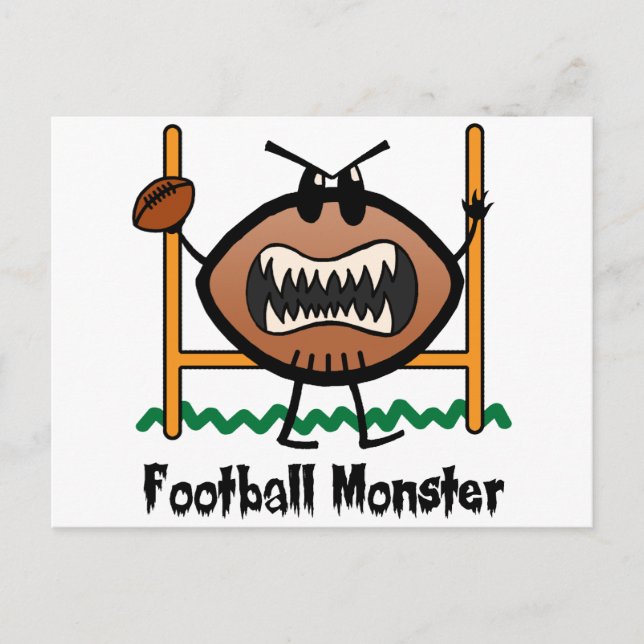 Cartoon Sports Clip Art Wahnsinn Fußball Monster Postkarte (Vorderseite)