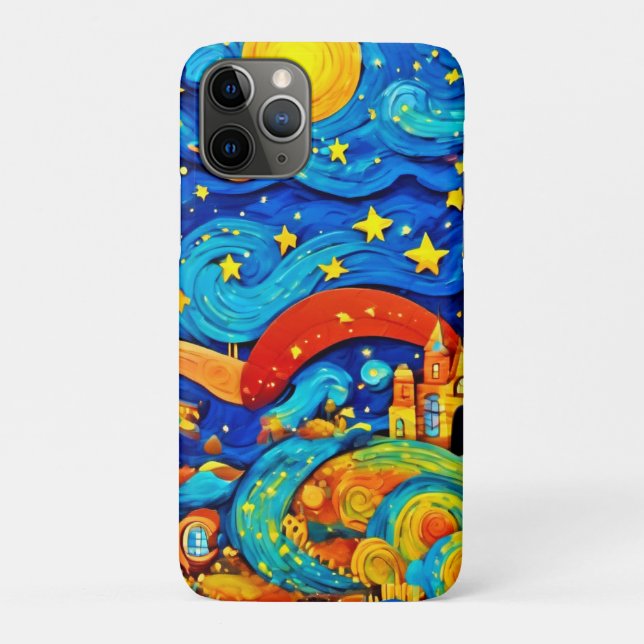 Cartoon Starry Night Art Case-Mate iPhone Hülle (Rückseite)