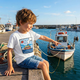 Cartoon Steamship auf Ocean Waves Nautic Art T-Shirt