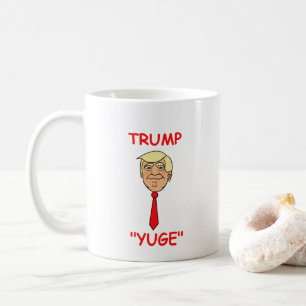 Cartoon steht Trump mit Krawatte gegenüber - "Yuge Kaffeetasse