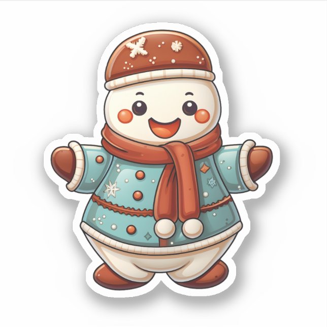 Cartoon Stil Adorable Weihnachtskochtopf Niedliche Aufkleber (Vorderseite)