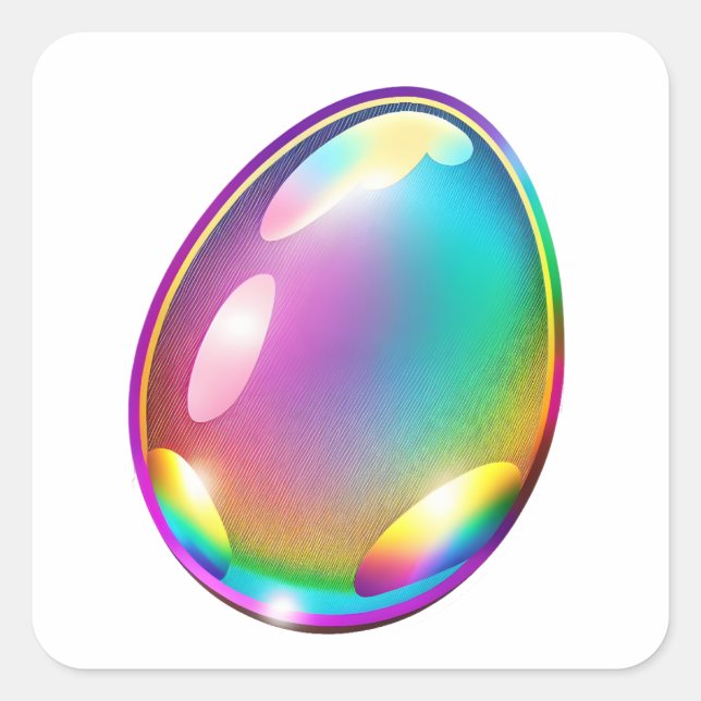Cartoon Stil farbenfrohe Ostereier Holografisches  Quadratischer Aufkleber (Vorderseite)