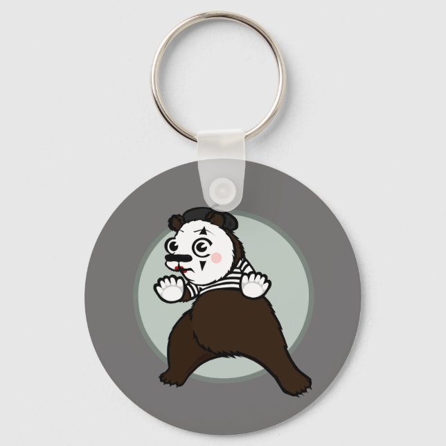 CARTOON STIL GRIZZLY BEAR MIME ROUND KEHRKETTE SCHLÜSSELANHÄNGER (Vorderseite)