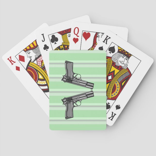 Cartoon-Stil Illustration von zwei Handfeuerwaffen Spielkarten (Rückseite)