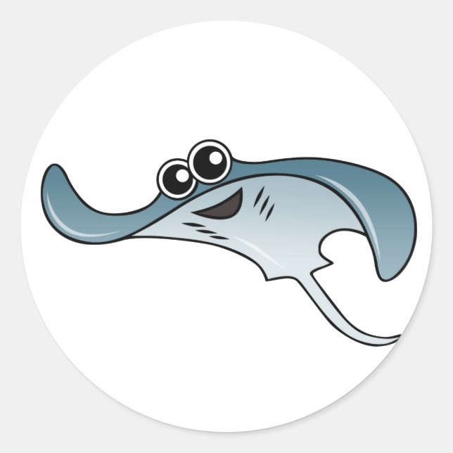 Cartoon Stingray Runder Aufkleber (Vorderseite)