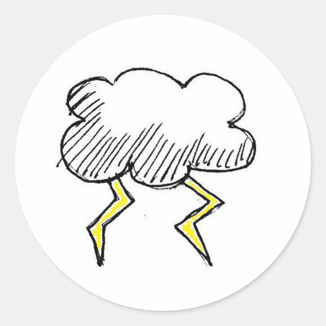 Cartoon Storm Cloud Rainy Day Design Runder Aufkleber (Vorderseite)