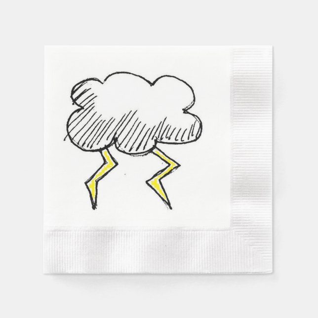 Cartoon Storm Cloud Rainy Day Design Serviette (Vorderseite)