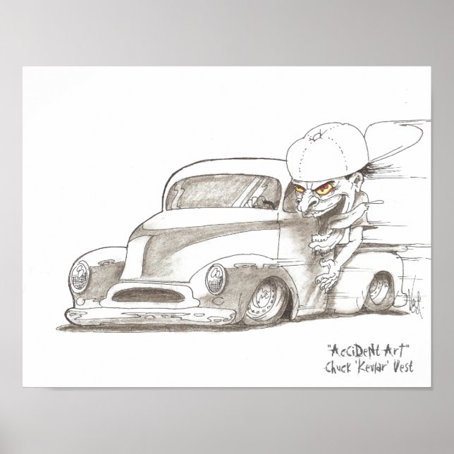 Cartoon Street Rod Posters Poster (Vorne)