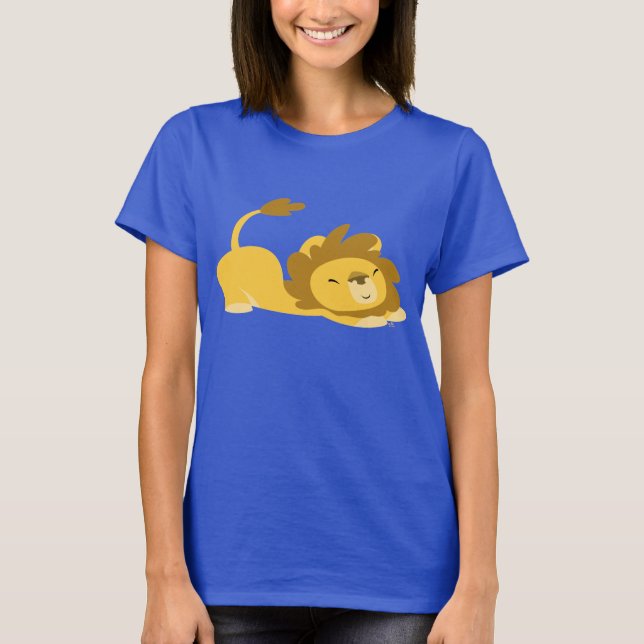 Cartoon Stretching Lion Women T - Shirt (Vorderseite)