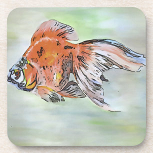 Cartoon Style Ryukin Goldfish Acrylmalerei Getränkeuntersetzer