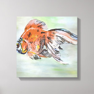 Cartoon Style Ryukin Goldfish Acrylmalerei Leinwanddruck