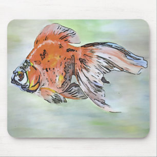 Cartoon Style Ryukin Goldfish Acrylmalerei Mousepad
