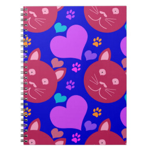 Cartoon style seamless wallpaper with cat face and notizblock