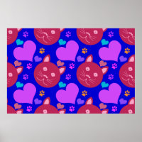 Cartoon style seamless wallpaper with cat face and