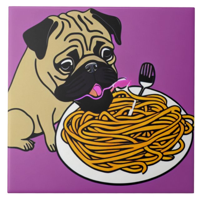 Cartoon Style Spaghetti Mops 2 Fliese (Vorderseite)
