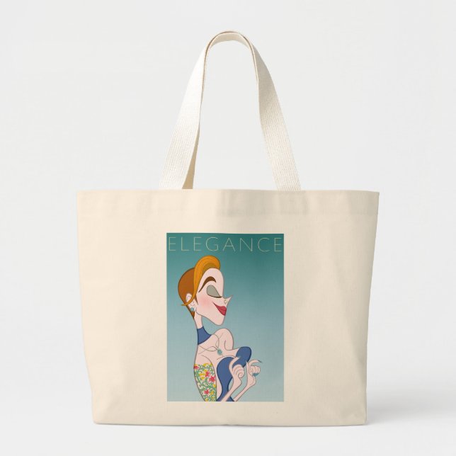 Cartoon Style Woman mit Eleganz Jumbo Stoffbeutel (Vorne)