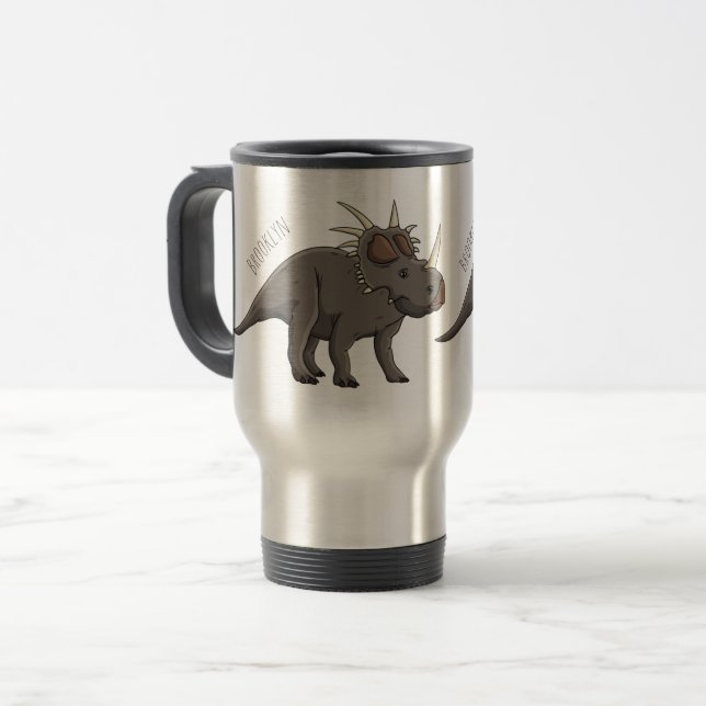 Cartoon Styracosaurus Reisebecher (Vorderseite Links)